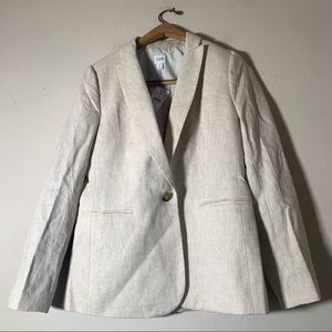 J.crew oatmeal beige cream linen cotton mix classic blazer one button NWT sz 6